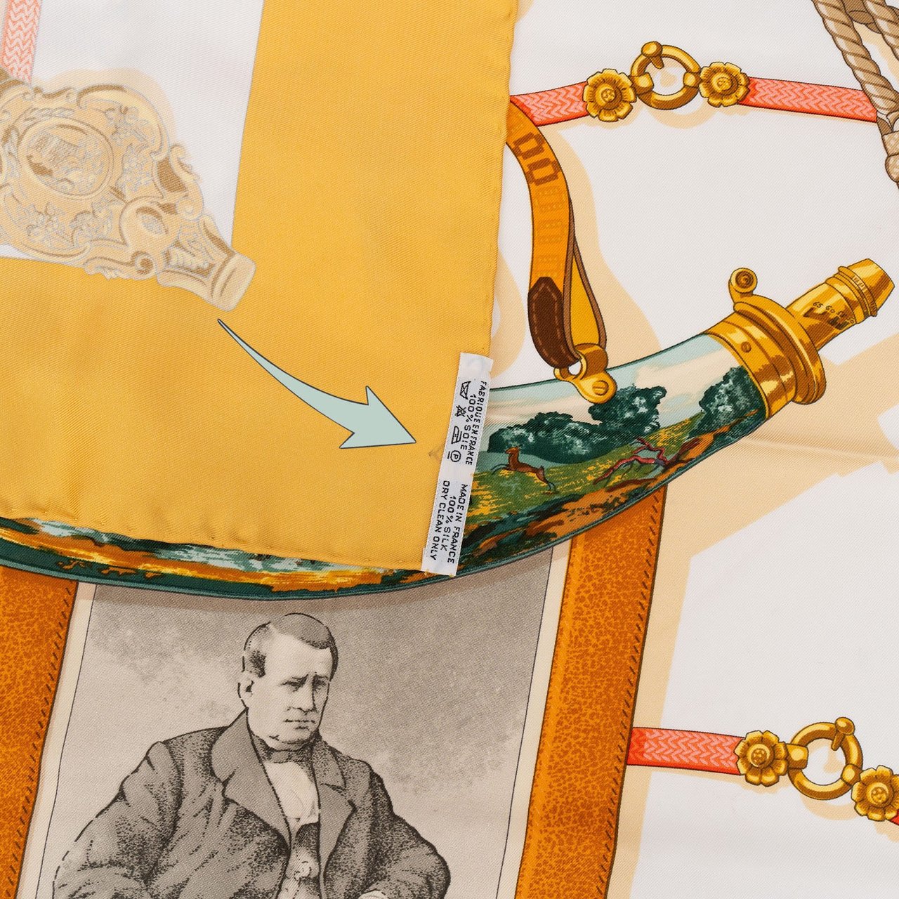Hermès Mémoire d'Hermès Silk Carre 90 Scarf Tuch Geel