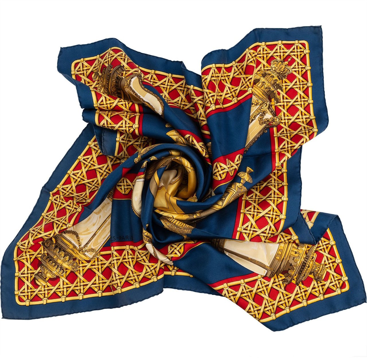 Hermès Feux de Route Silk Carre 90 Scarf Tuch Blauw