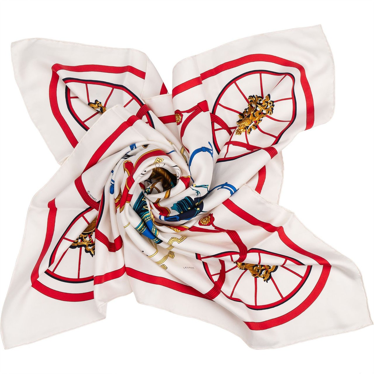 Hermès Springs Silk Carre 90 Scarf Tuch Wit