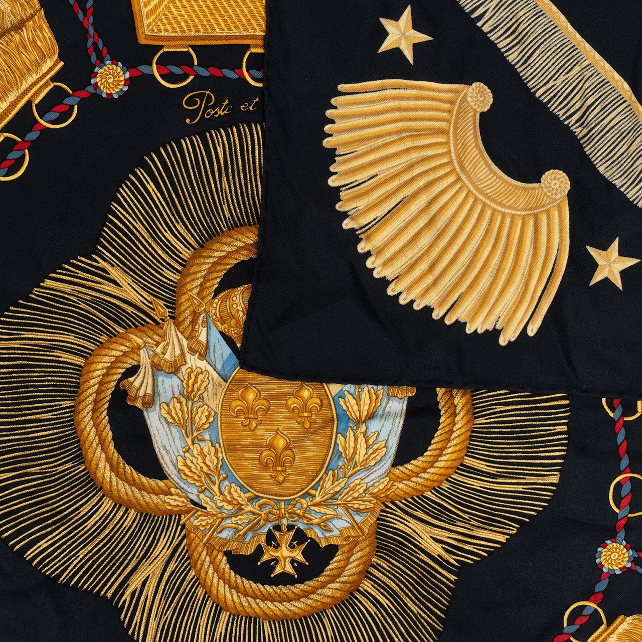 Hermès Pols et Cocardes Silk Carre 90 Scarf Tuch Zwart
