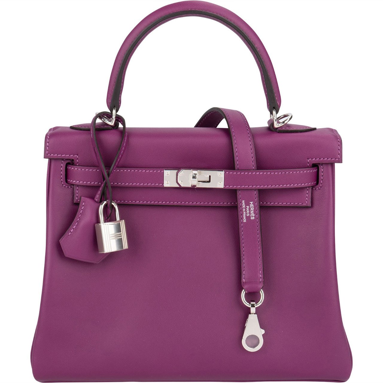 Hermès Hermès Swift Anemone Kelly Palladium 25 Sellier Handbag Paars