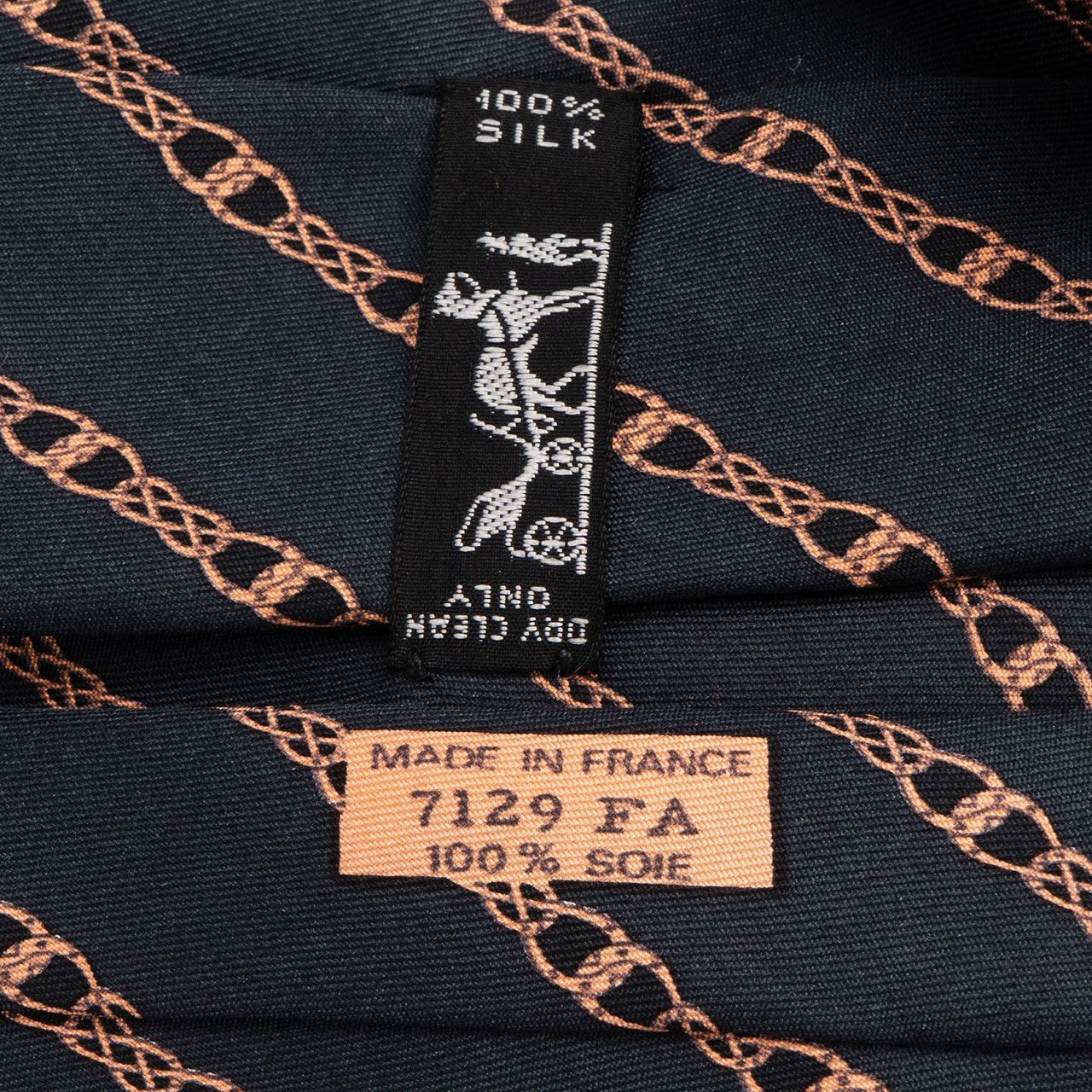 Hermès Chaine d'Ancre Stripe Silk Tie Krawatte Zwart