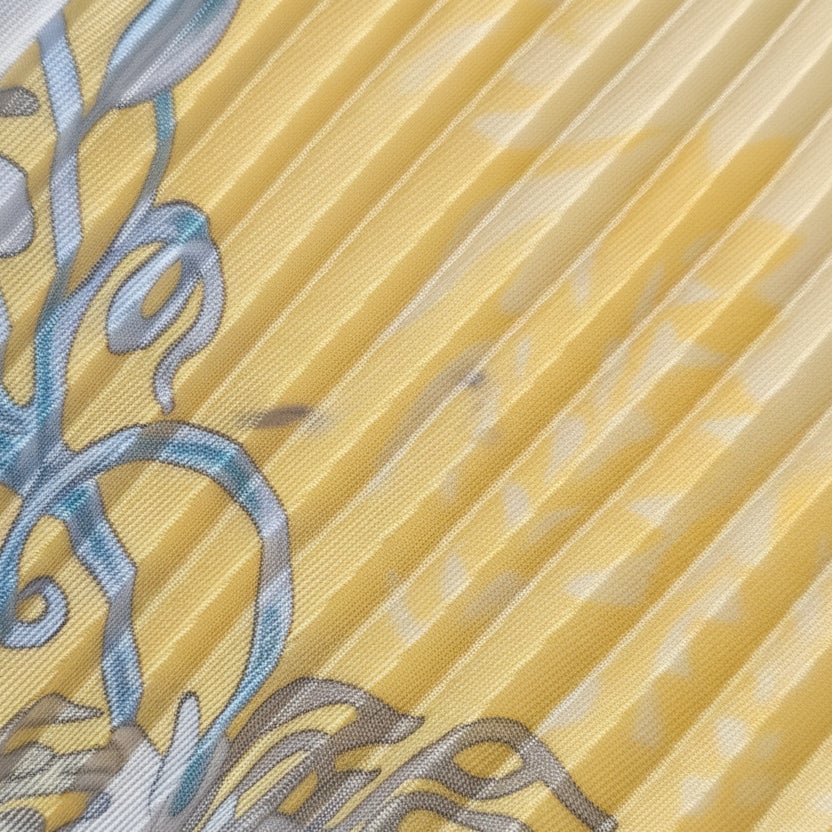 Hermès Les Pivoines Plissé Tuch Scarf Geel
