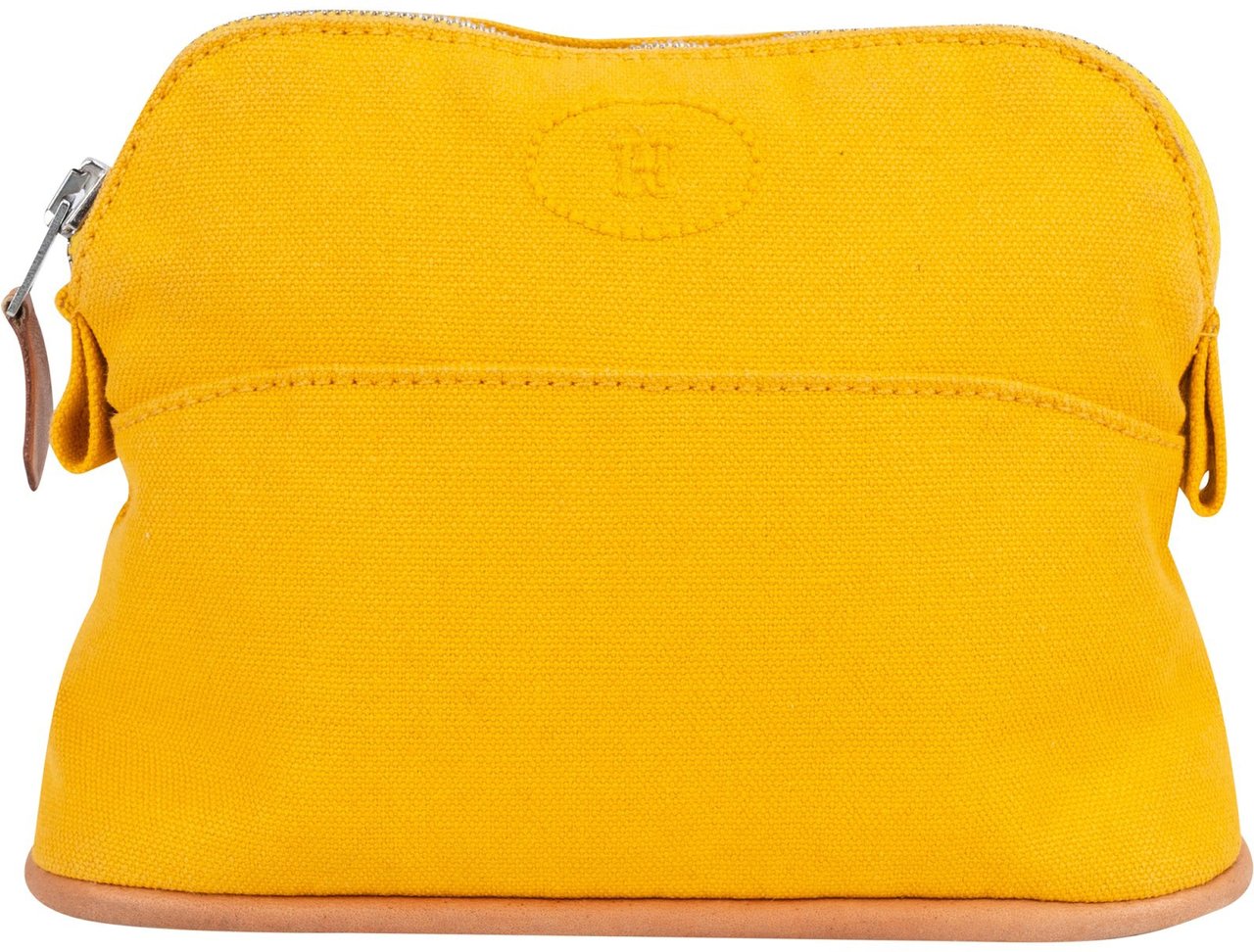 Hermès Canvas Bolide 15 Cosmetic Pouch Geel