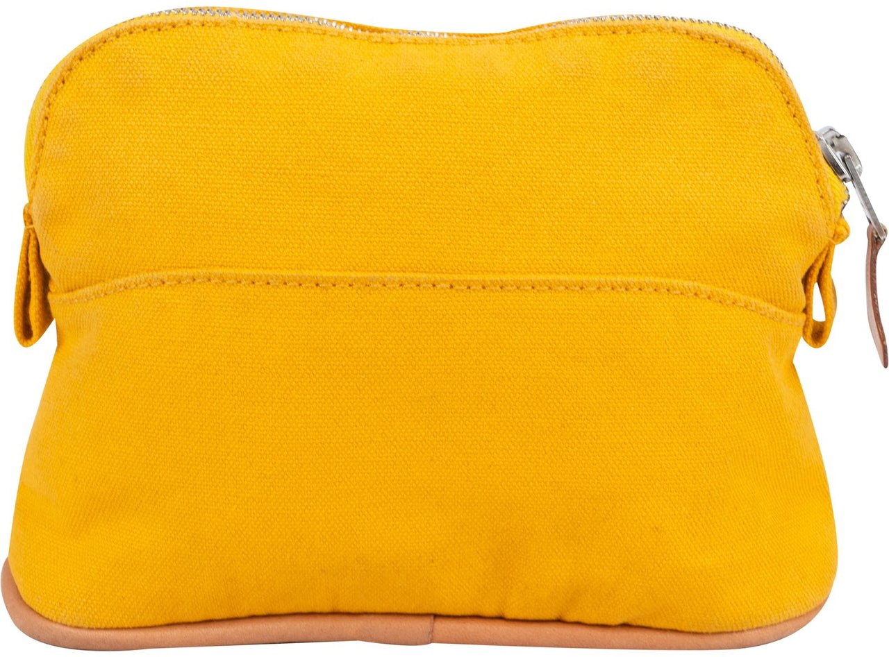 Hermès Canvas Bolide 15 Cosmetic Pouch Geel
