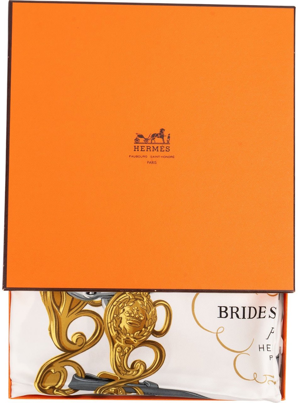 Hermès Brides de Gala Carre 90 Scarf Tuch Lichtblauw