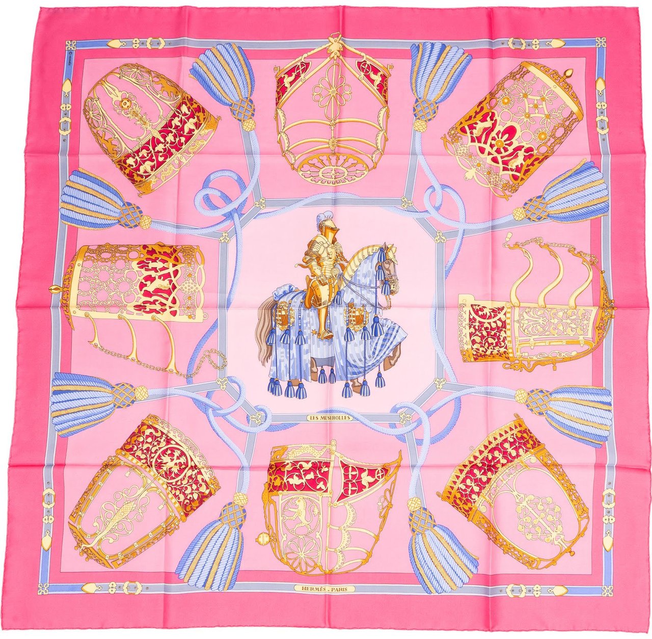 Hermès Les Muserolles Silk Carre 90 Scarf Tuch Rood