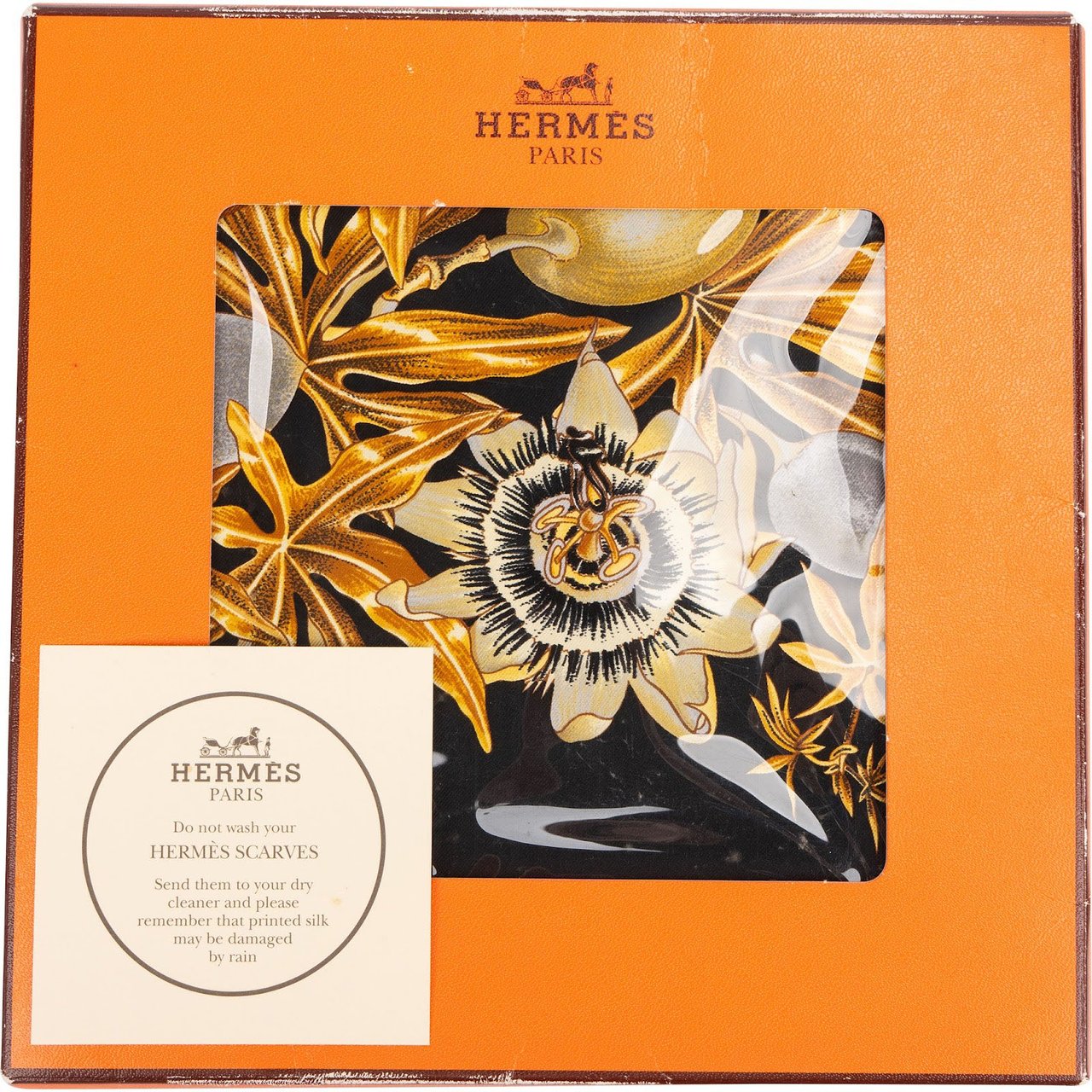 Hermès Passiflores Silk Carre 90 Scarf Tuch Zwart