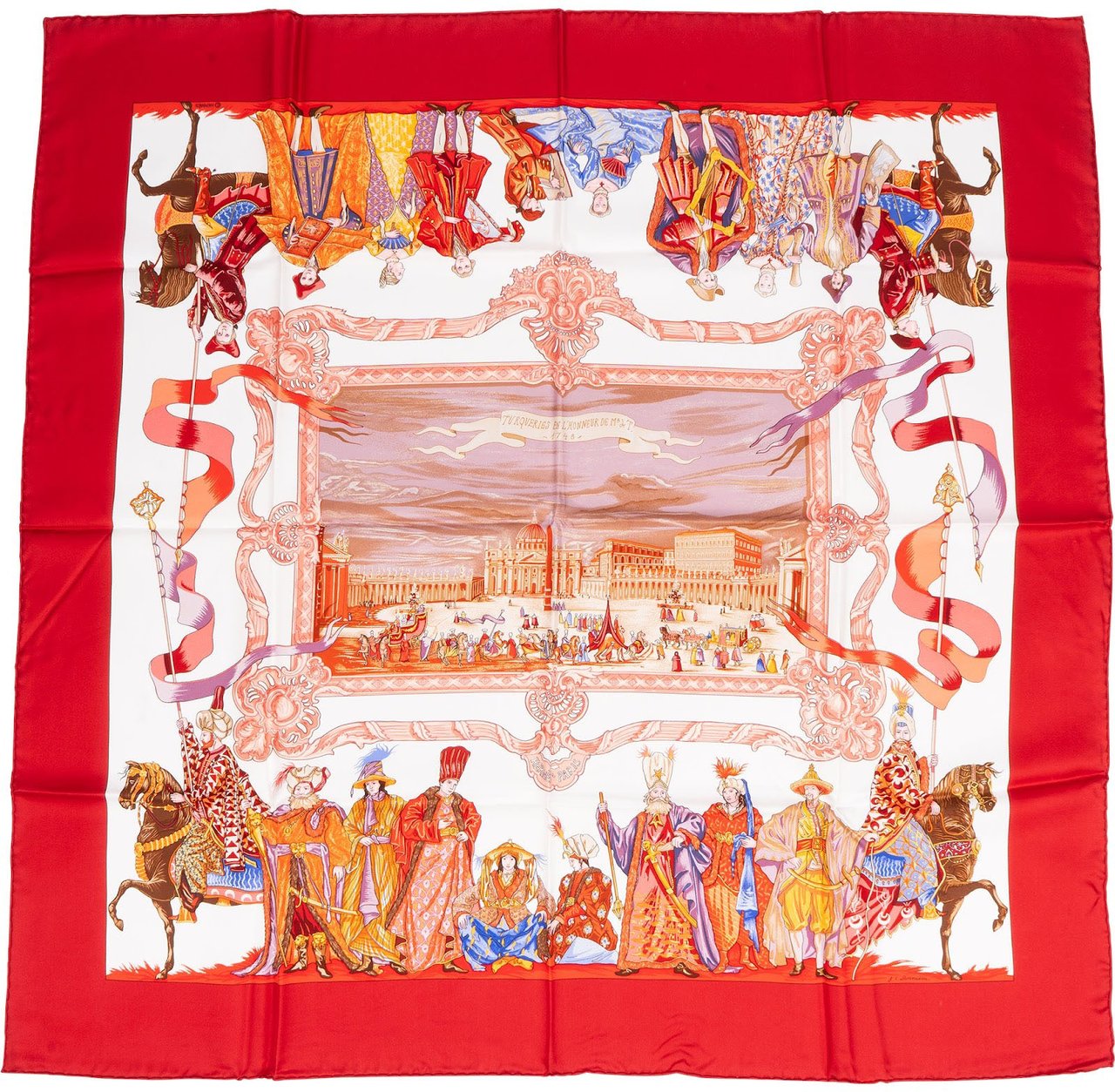 Hermès Turqueries Carrieres Naples et de Sicile Silk 90 Scarf Tuch Rood