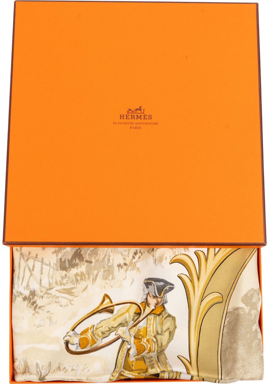 Hermès Petite Venerie Silk 90 Scarf Tuch Beige
