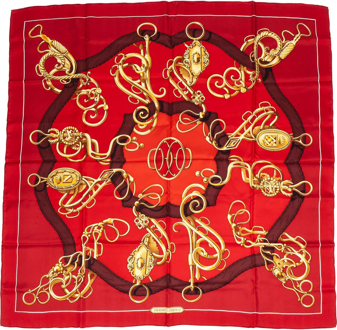 Hermès Shan Merry Lift Profilé Silk 90 Scarf Tuch Rood