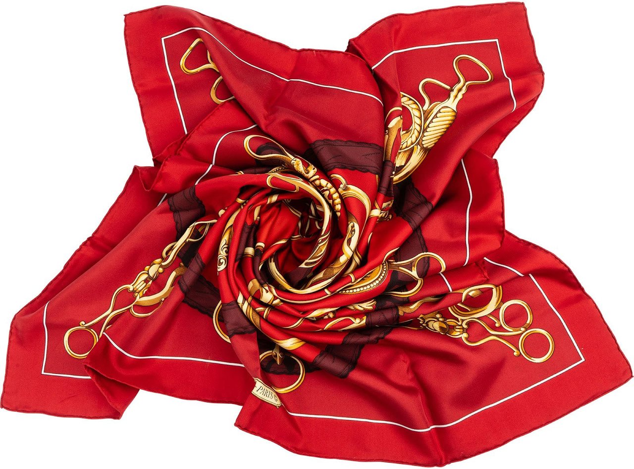 Hermès Shan Merry Lift Profilé Silk 90 Scarf Tuch Rood