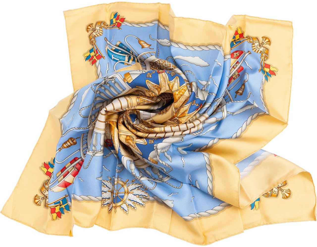 Hermès Railing Silk Carre 90 Scarf Tuch Geel