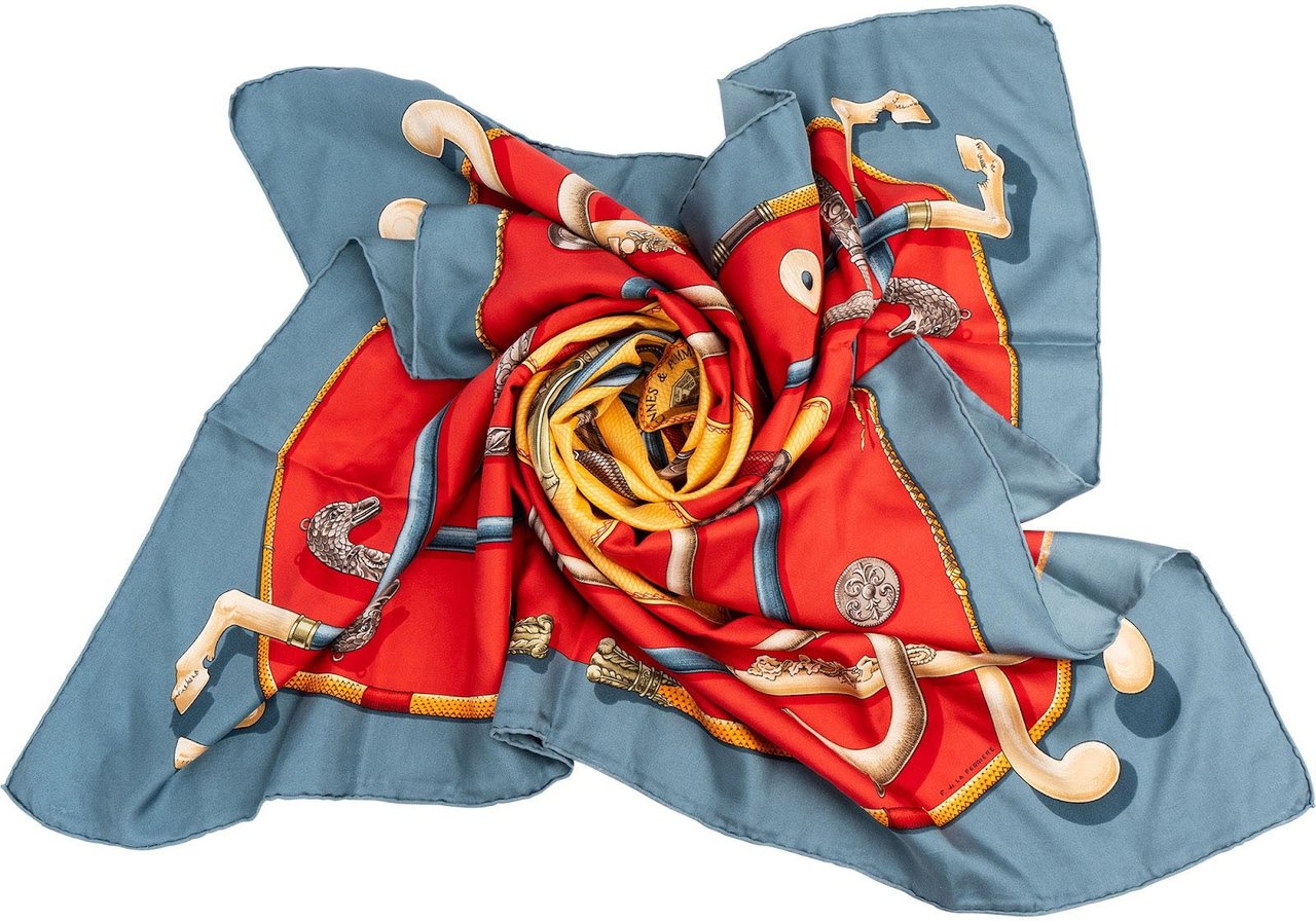 Hermès Cannes & Pommeaux Silk Carre 90 Scarf Tuch Rood