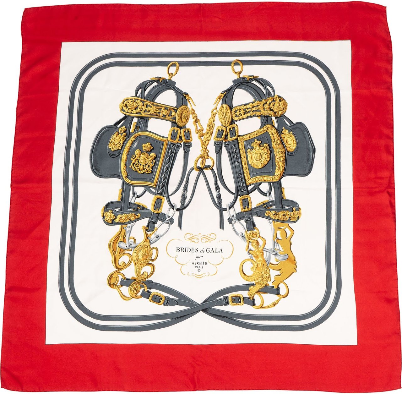 Hermès Brides de Gala Silk 90 Scarf Tuch Rood