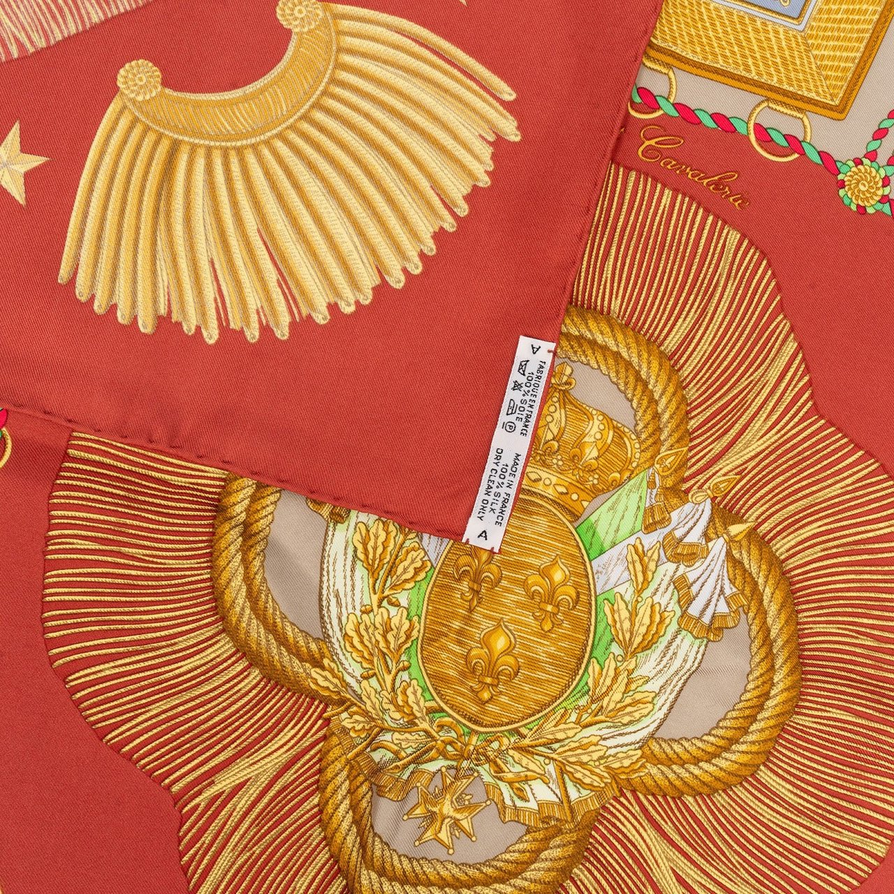 Hermès Passementerie Silk Carre 90 Scarf Tuch Rood