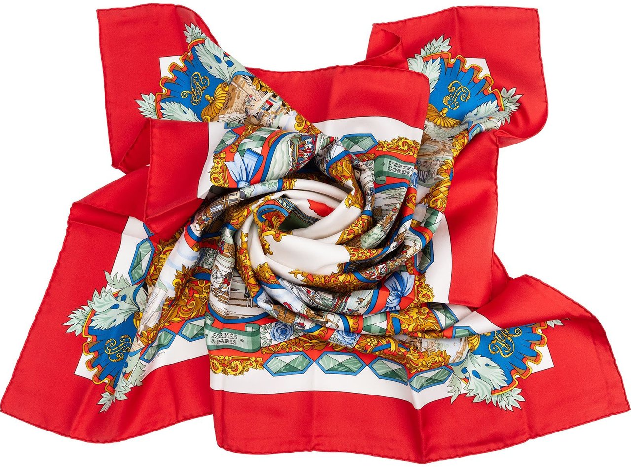 Hermès L'Entente Cordiale Silk Carre 90 Scarf Tuch Rood