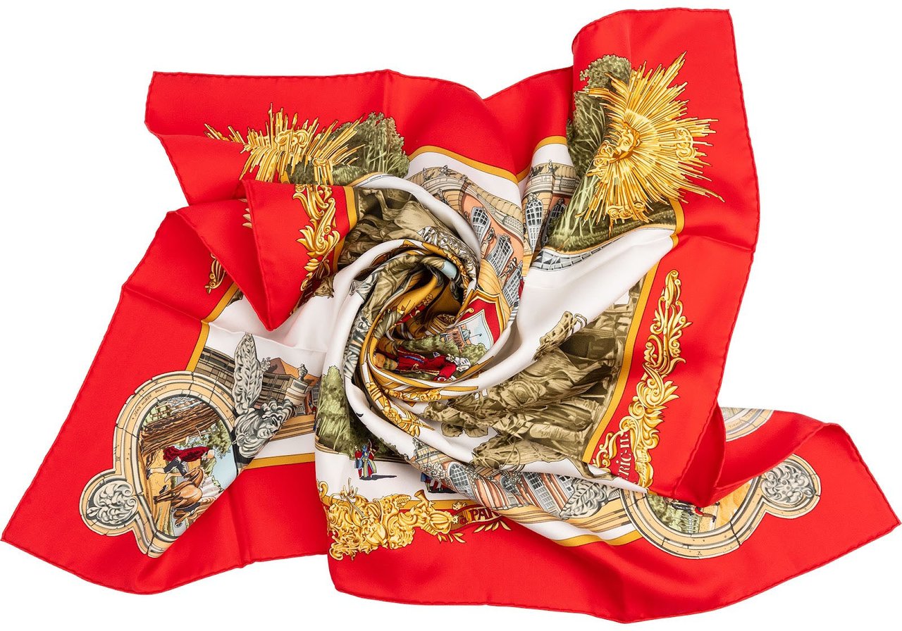 Hermès Sanssoucy Silk Carre 90 Scarf Tuch Rood