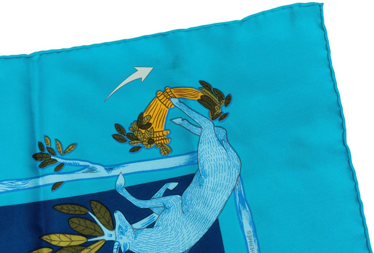 Hermès Lettres d'Erevan Silk 90 Scarf Tuch Blauw