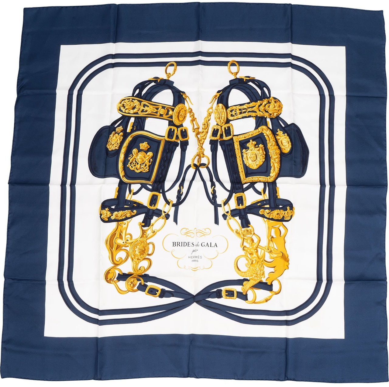 Hermès Brides de Gala Silk 90 Scarf Tuch Blauw