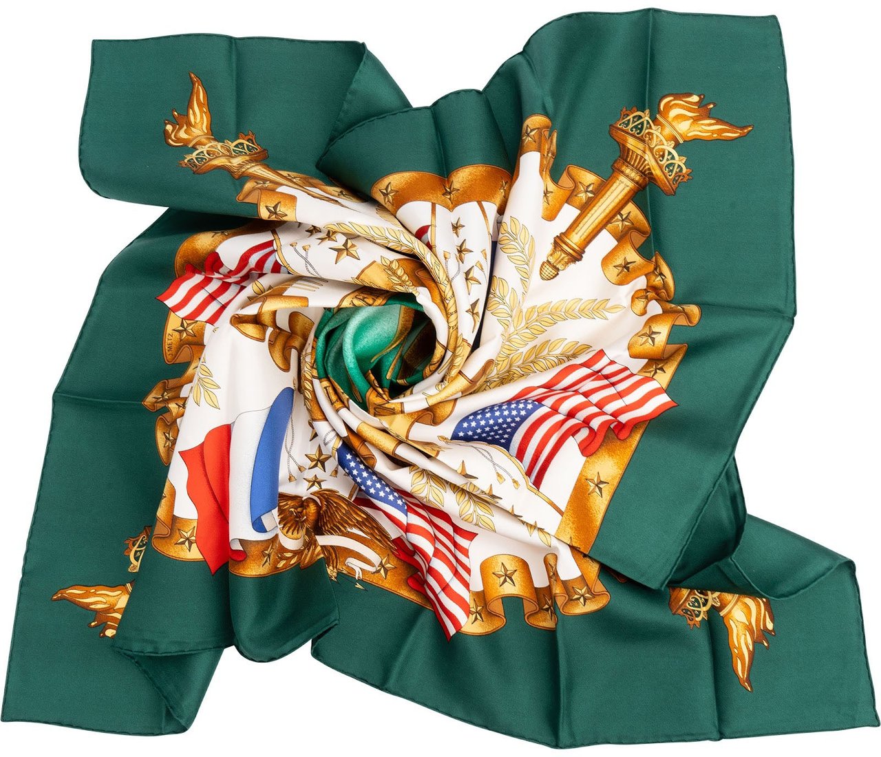 Hermès Liberté, Égalité, Fraternité Silk 90 Scarf Tuch Groen