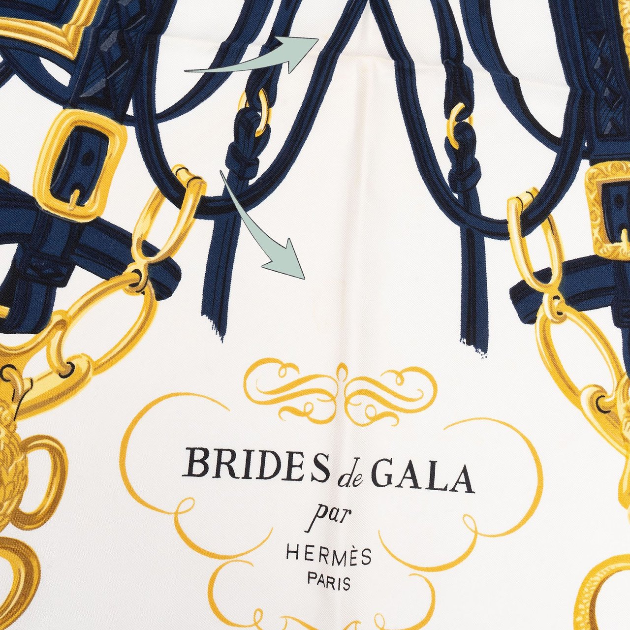 Hermès Brides de Gala Silk 90 Scarf Tuch Navy