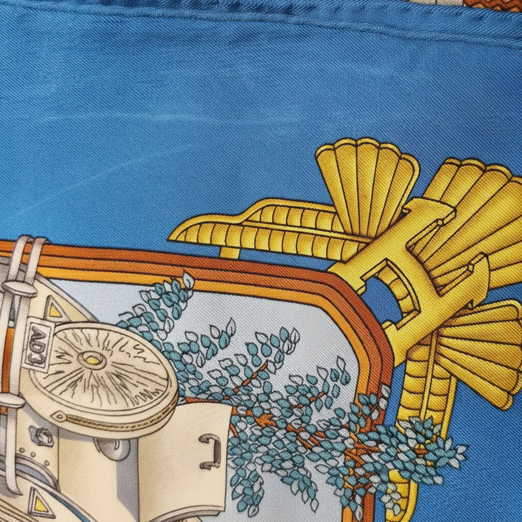 Hermès Automobile Club Silk Carre 90 Scarf Tuch Blauw