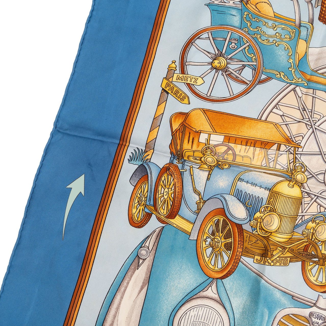 Hermès Automobile Club Silk Carre 90 Scarf Tuch Blauw
