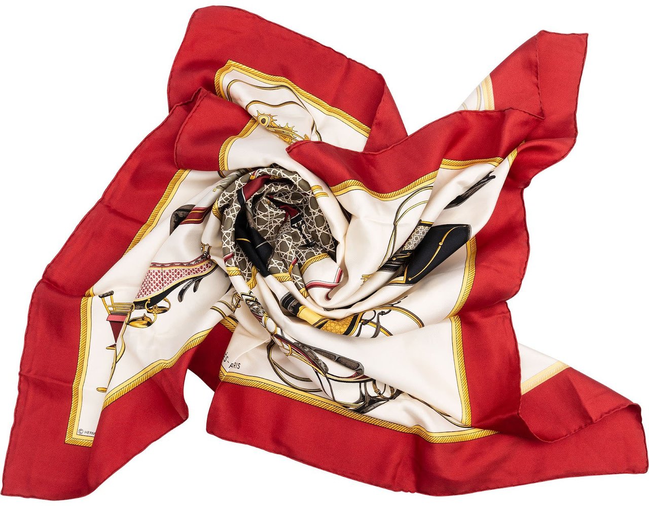 Hermès Les Voitures Nouvelles Silk 90 Scarf Tuch Rood