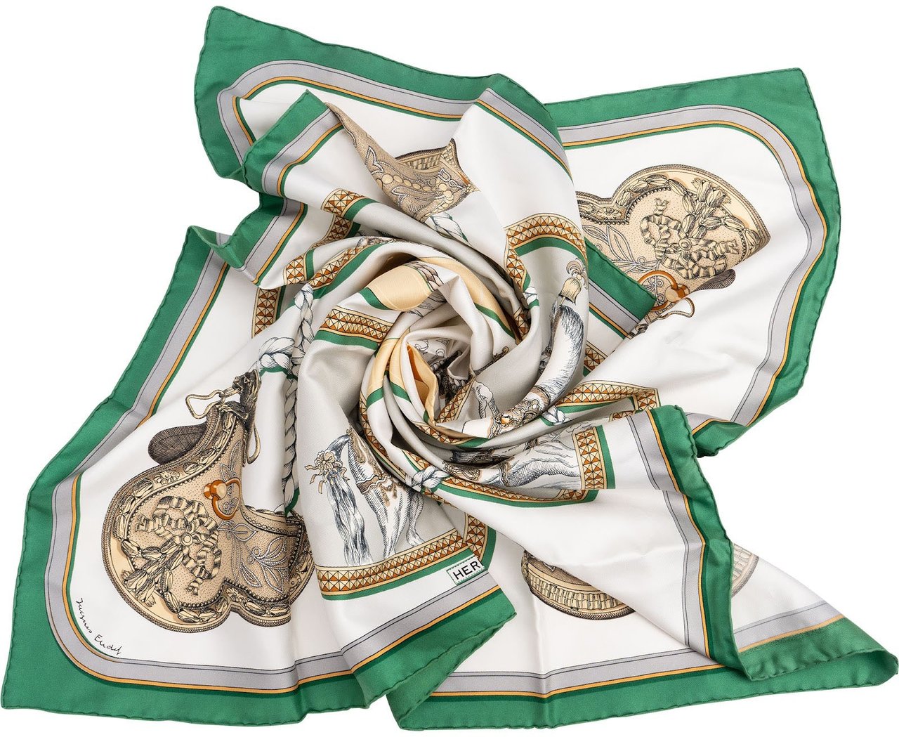 Hermès Grand Apparat Silk 90 Scarf Tuch Wit