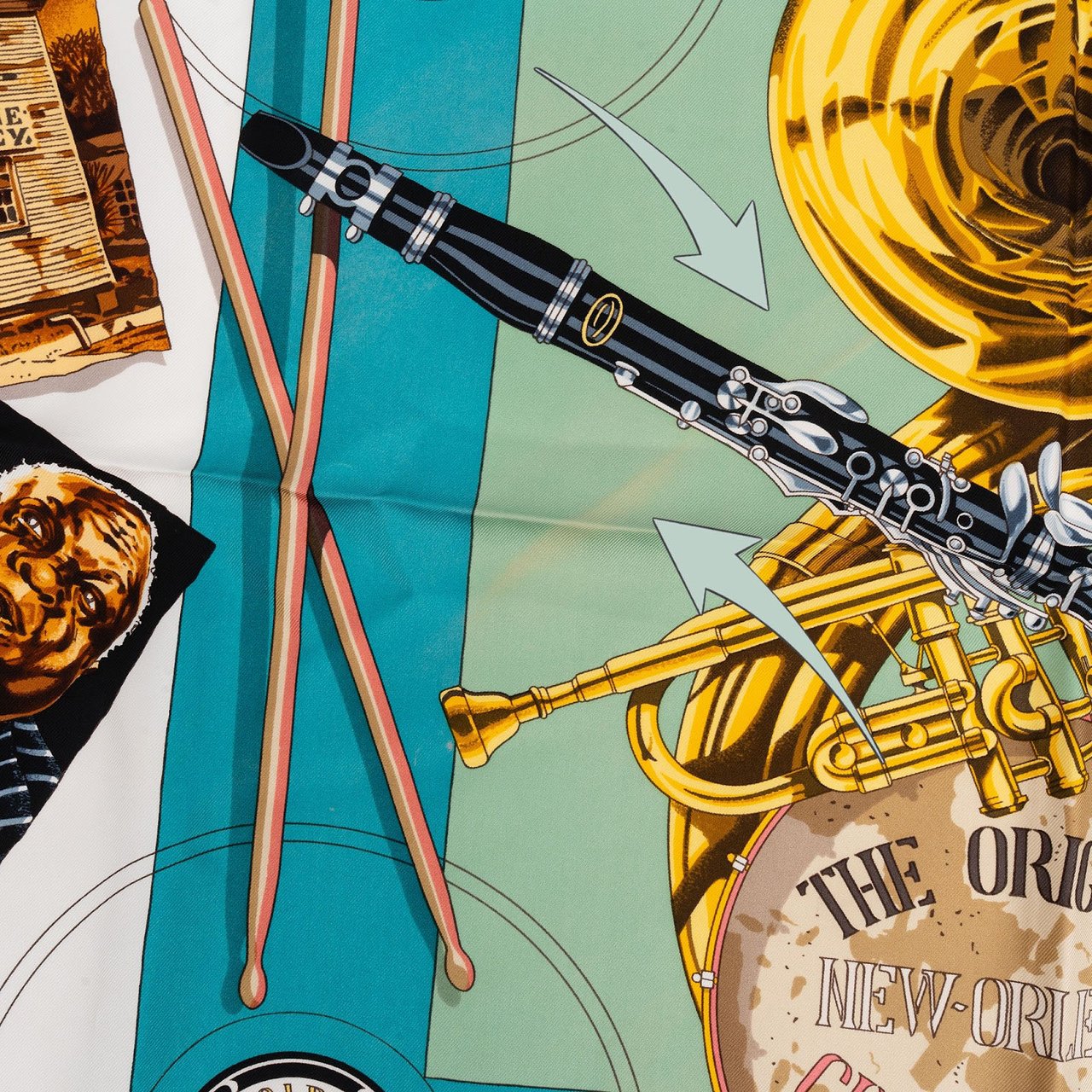 Hermès New Orleans Creole Jazz Silk 90 Scarf Tuch Divers
