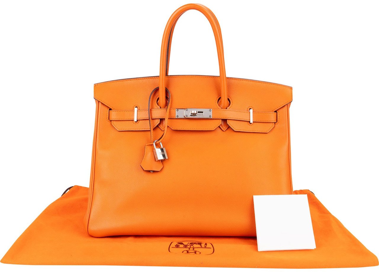 Hermès Orange H Epsom Leather Palladium Birkin 35 Handbag Oranje