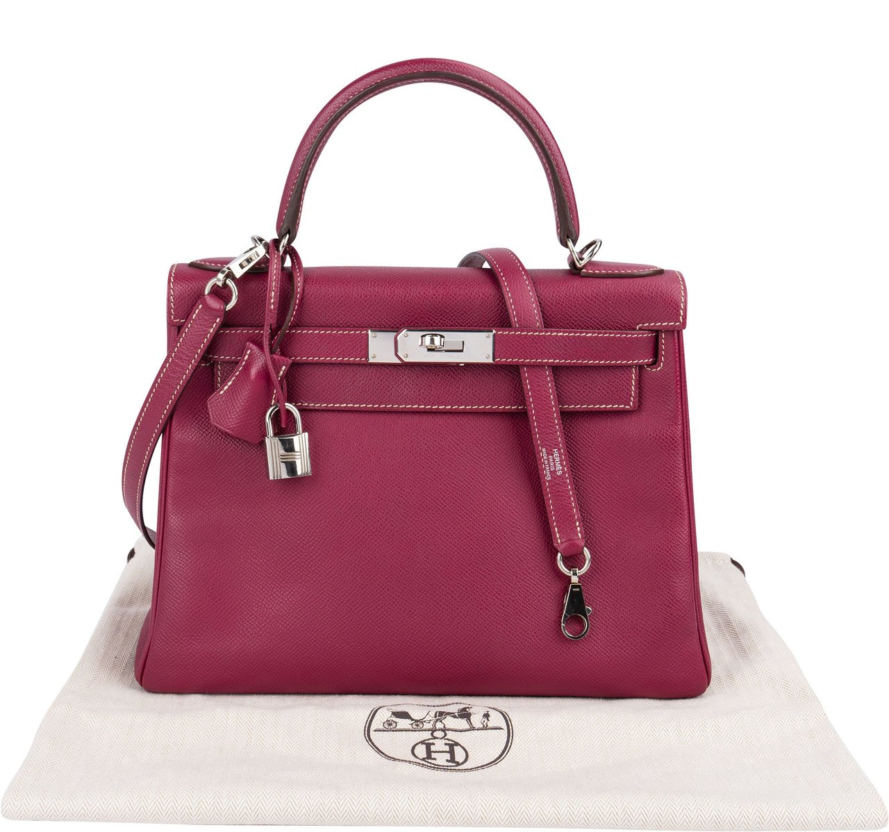 Hermès Pink Epsom Leather Kelly Sellier 28 Handbag Roze