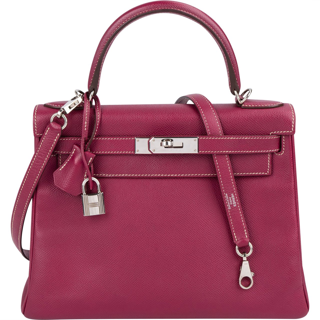 Hermès Pink Epsom Leather Kelly Sellier 28 Handbag Roze