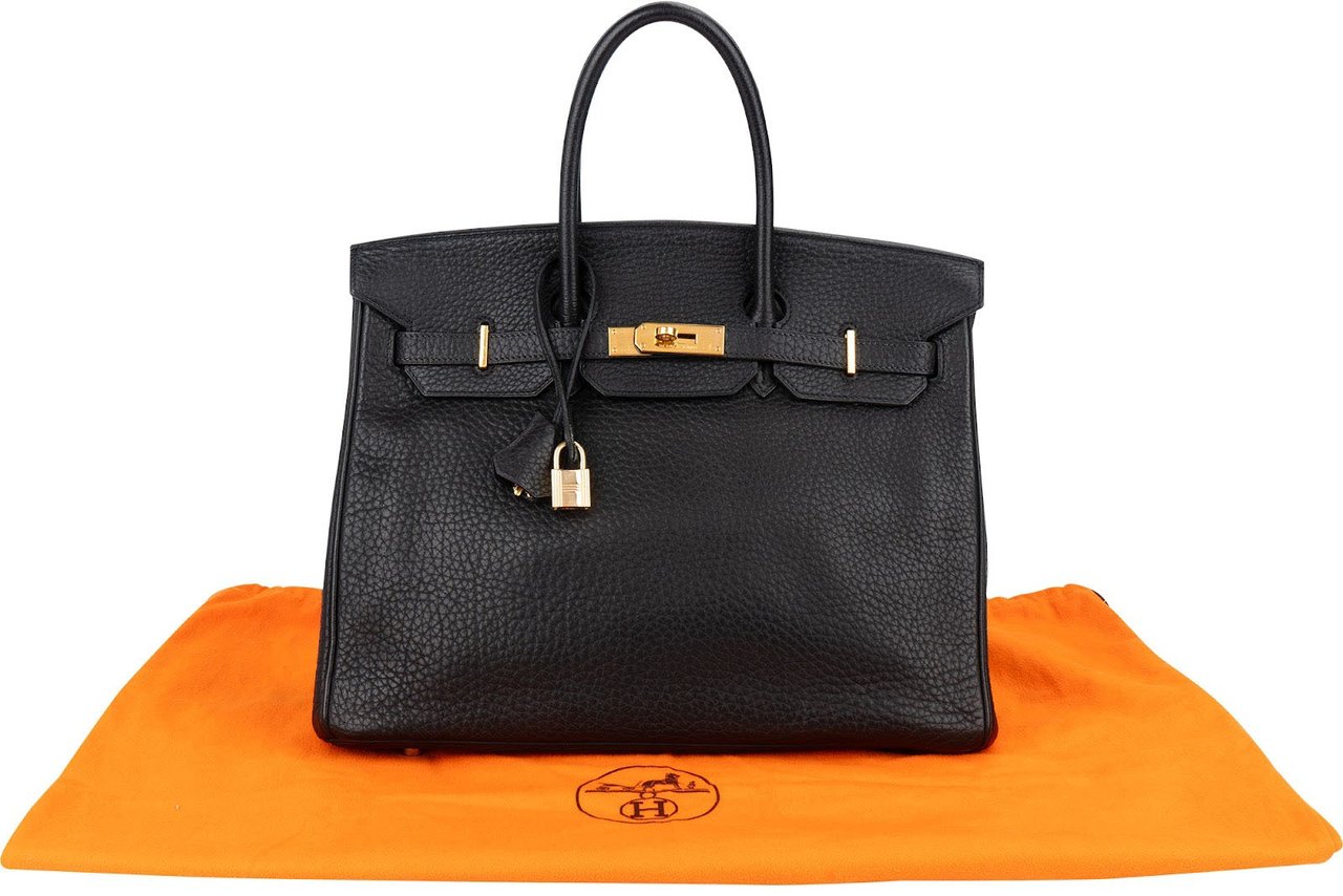 Hermès Noir Togo Leather Birkin 35 Gold Hardware Handbag Zwart