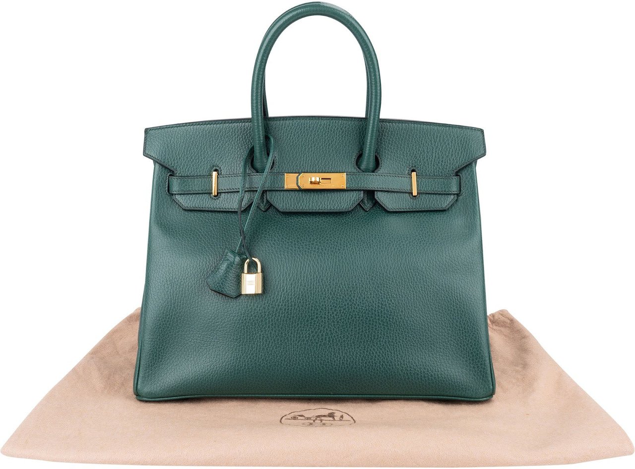 Hermès Vert Clair Ardennes Leather Birkin 35 Handbag Groen