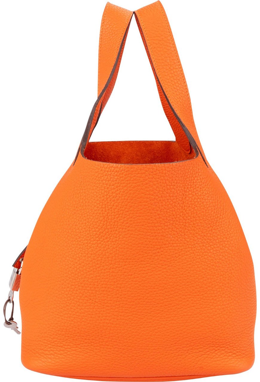 Hermès Orange Taurillon Clemence Palladium Picotin Lock 22 Handbag Oranje