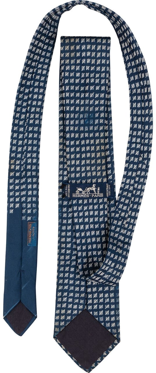 Hermès Tally Heart Mark Print Crab Motif Silk Tie Krawatte Navy