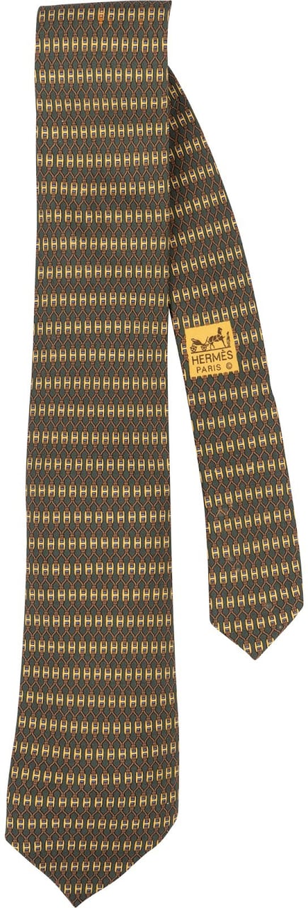 Hermès H Pattern Silk Tie Krawatte Bruin