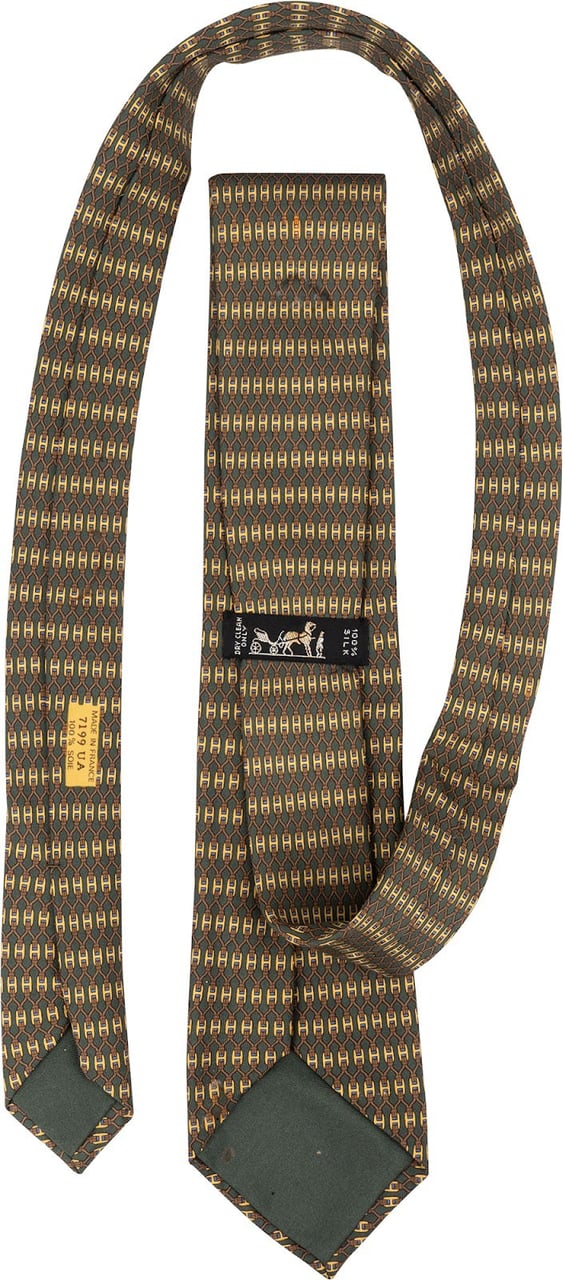 Hermès H Pattern Silk Tie Krawatte Bruin