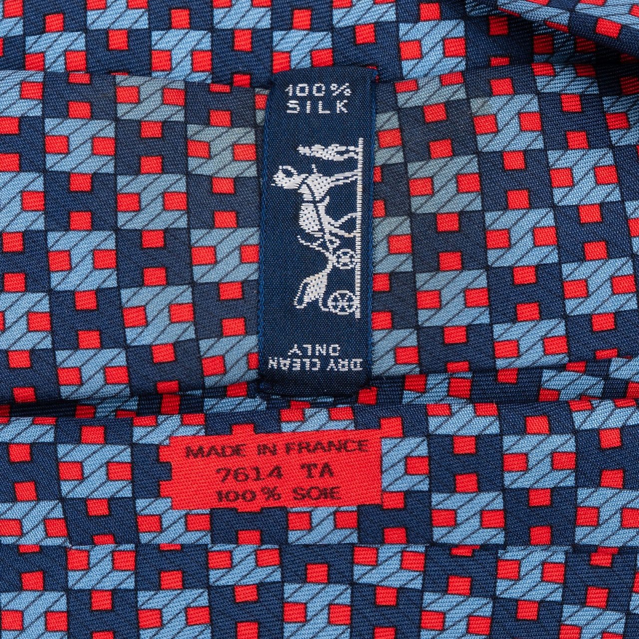 Hermès H Cube Pattern Silk Tie Krawatte Navy