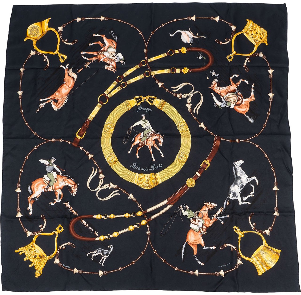 Hermès Pampa Silk 90 Scarf Tuch Zwart