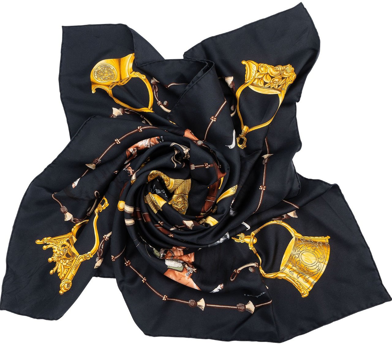 Hermès Pampa Silk 90 Scarf Tuch Zwart