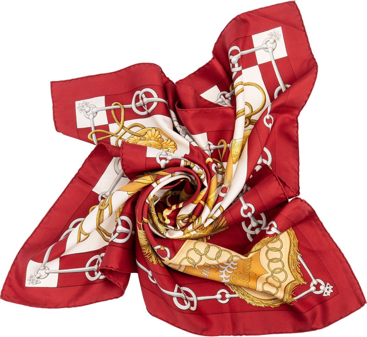 Hermès Cliquetis Silk Carre 90 Scarf Tuch Rood
