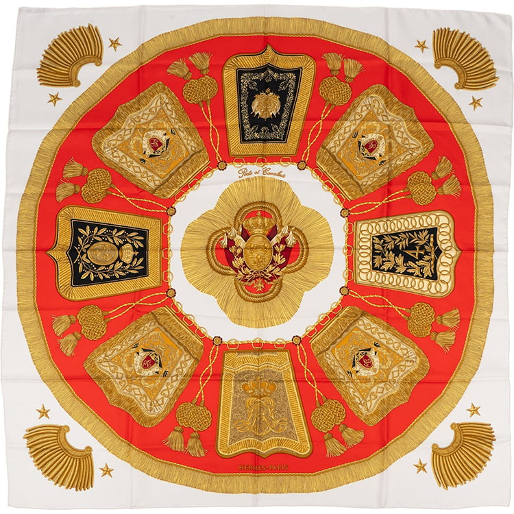 Hermès Poste et Cavalerie Silk 90 Scarf Tuch Wit