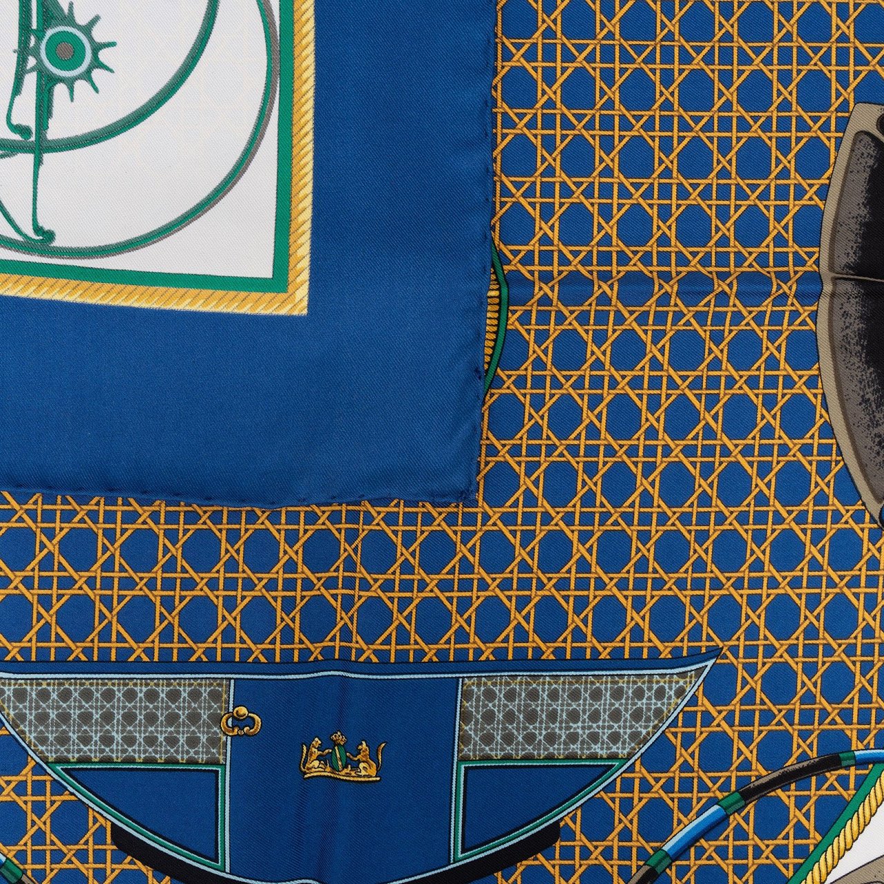 Hermès Voitures à Transformation Silk Carre 90 Scarf Tuch Blauw