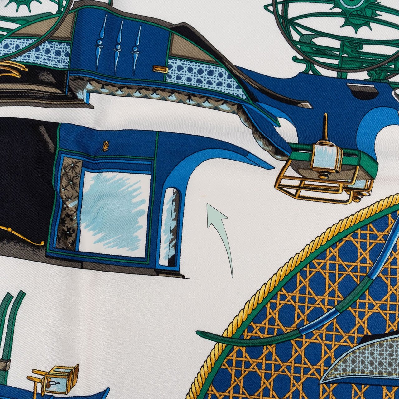 Hermès Voitures à Transformation Silk Carre 90 Scarf Tuch Blauw