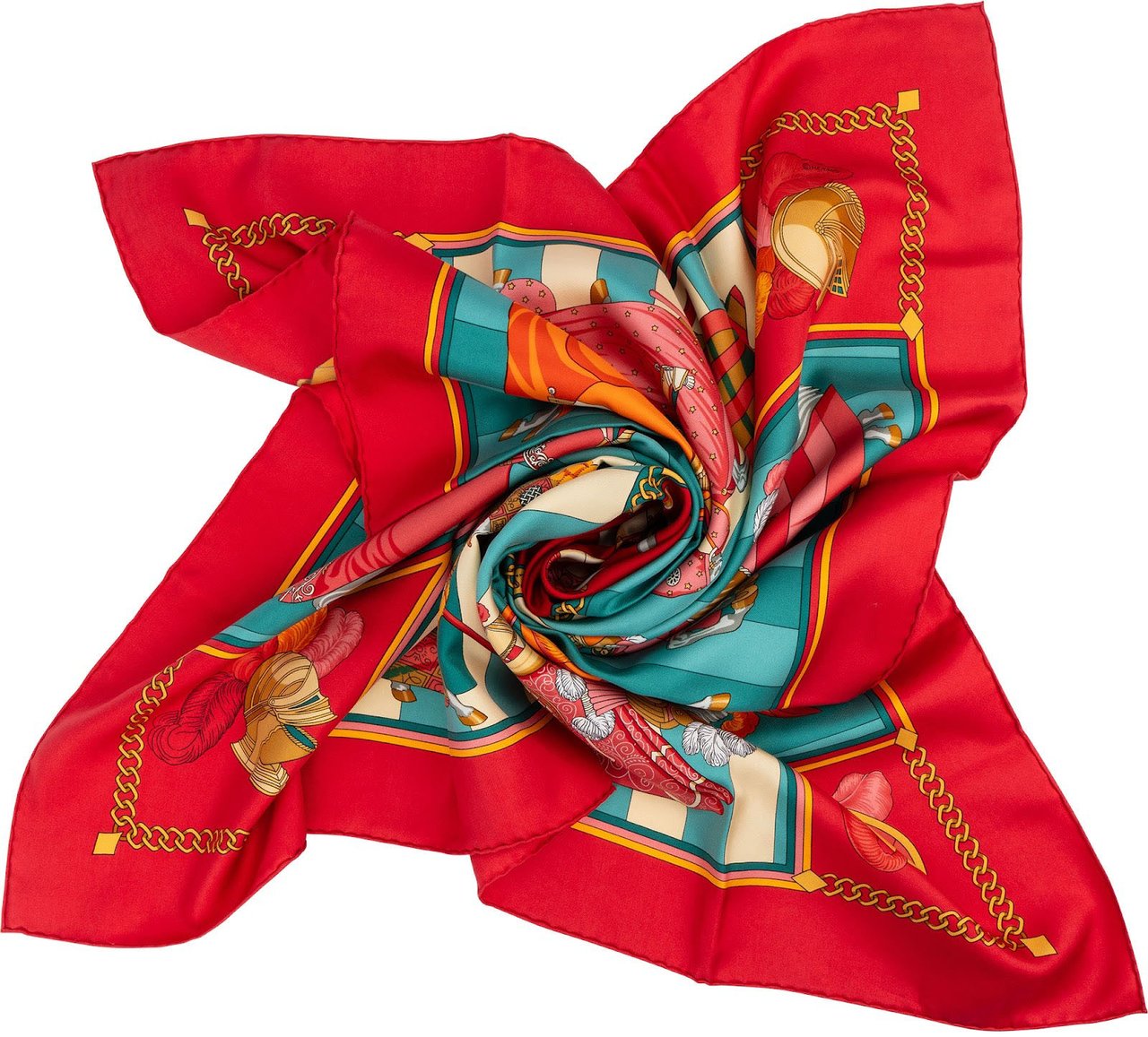 Hermès Chocs en Plumes Silk 90 Scarf Tuch Rood