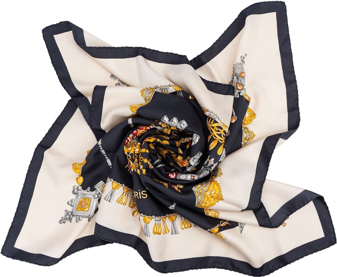Hermès Parures des Sables Silk Carre 90 Scarf Tuch Navy
