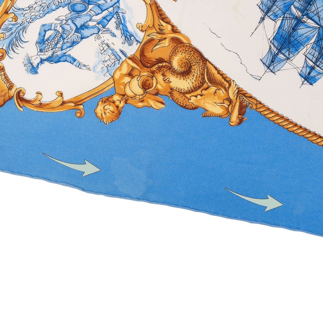 Hermès Silhouettes Navales Silk 90 Scarf Tuch Blauw